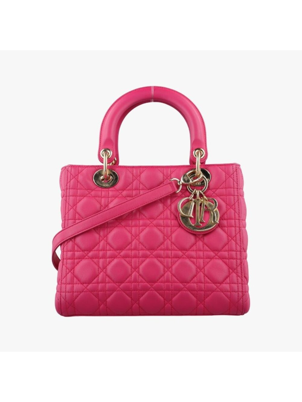Dior Lady Rose Red Lambskin Handbag